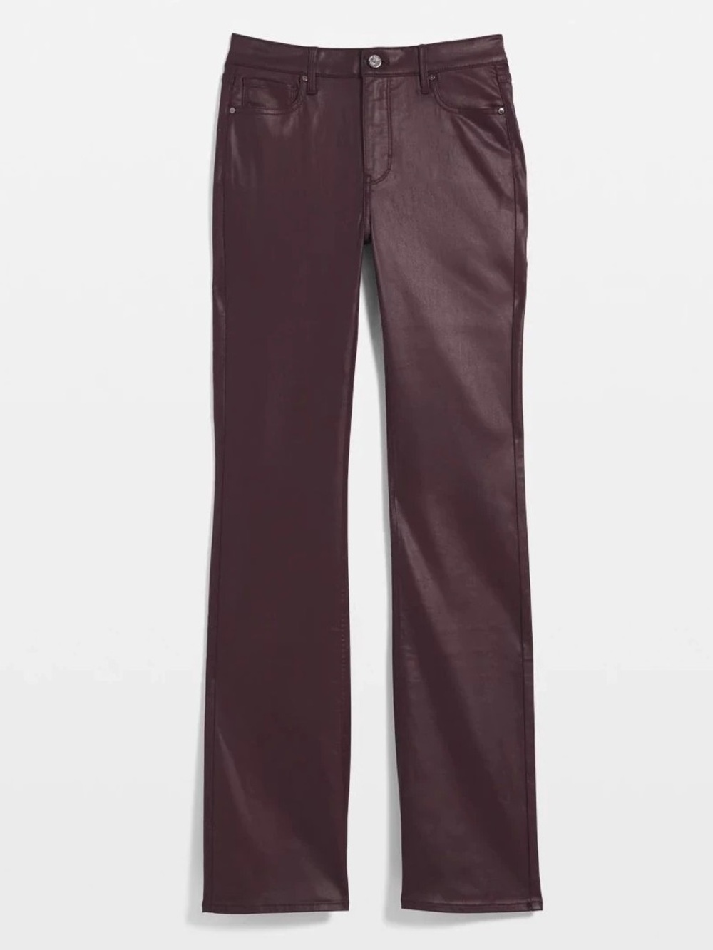 White House Black Market Burgundy Coated High Rise Bootcut Jeans